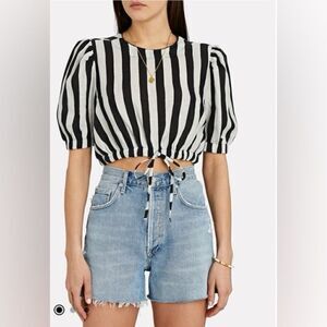 Aqua Bendita 100% linen cropped top, S